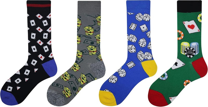 Cansok Men's 2/4 Packs Fun Crazy Novelty Dress Crew Socks - Image 2
